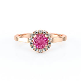 Bague entourage saphir rose diamant Coup de Foudre - 14