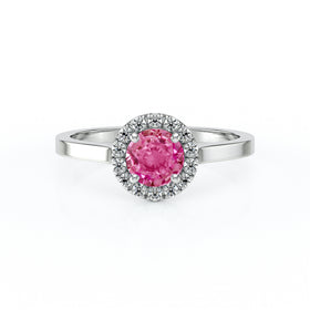 Bague entourage saphir rose diamant Coup de Foudre - 14