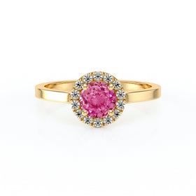 Bague entourage saphir rose diamant Coup de Foudre - 14
