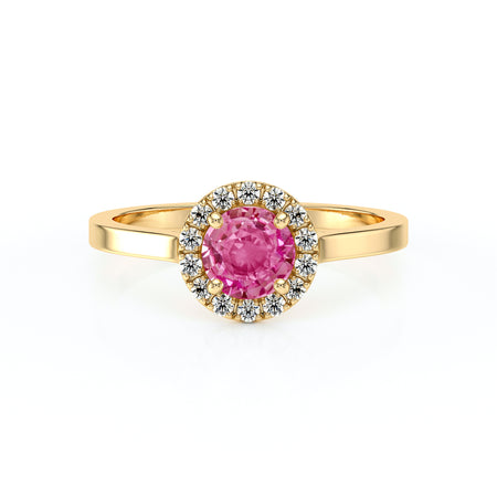 Bague entourage saphir rose diamant Coup de Foudre - 14