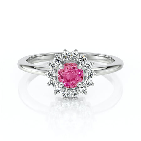 Bague entourage saphir rose et diamant Coup de Foudre - 4