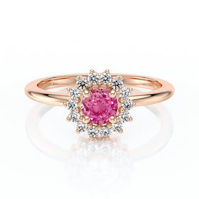 Bague entourage saphir rose et diamant Coup de Foudre - 4