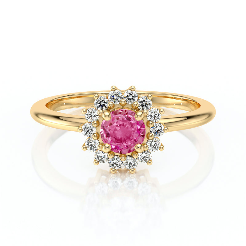 Bague entourage saphir rose et diamant Coup de Foudre - 4