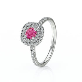 Bague entourage saphir rose diamant Coup de Foudre - 7