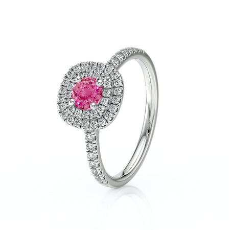 Bague entourage saphir rose diamant Coup de Foudre - 7