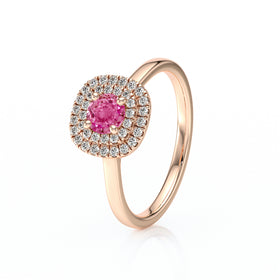 Bague entourage saphir rose diamant Coup de Foudre - 8
