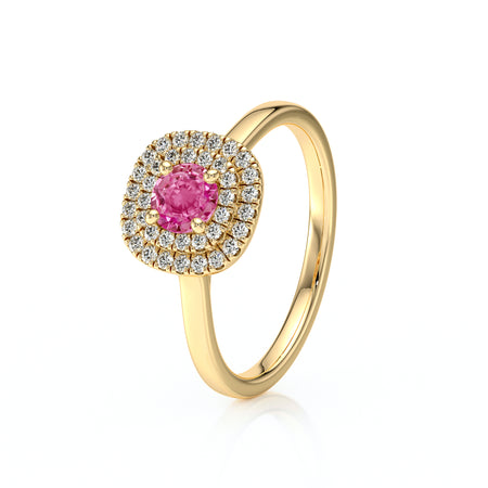 Bague entourage saphir rose diamant Coup de Foudre - 8