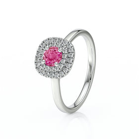 Bague entourage saphir rose diamant Coup de Foudre - 8