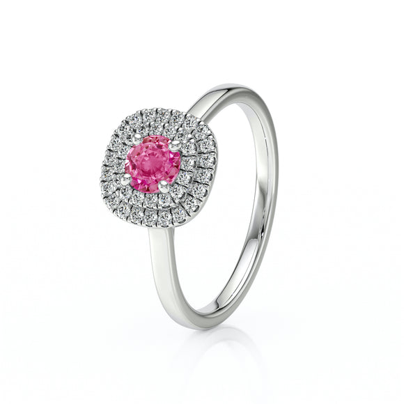 Bague entourage saphir rose diamant Coup de Foudre - 8