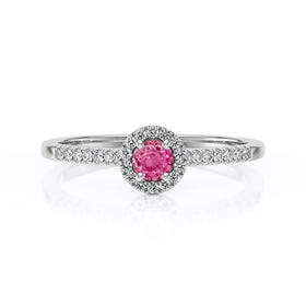 Bague entourage saphir rose et diamant Pour la Vie - 1