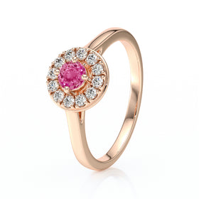 Bague entourage saphir rose et diamant Pour la Vie - 2