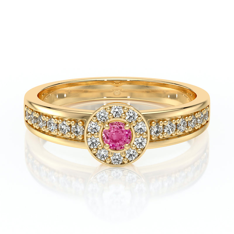 Bague entourage saphir rose et diamant Pour la Vie - 3