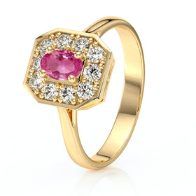 Bague entourage saphir rose et diamant Pour la Vie - 5