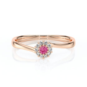 Bague entourage saphir rose et diamant Pour la Vie - 6