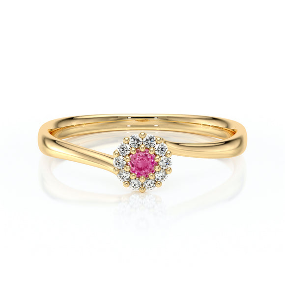 Bague entourage saphir rose et diamant Pour la Vie - 6