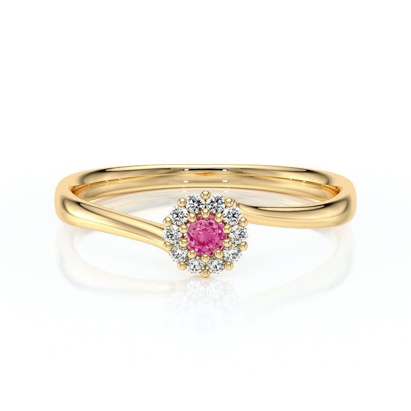 Bague entourage saphir rose et diamant Pour la Vie - 6