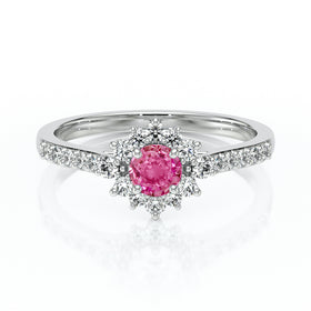 Bague entourage saphir rose et diamant Pour la Vie - 8