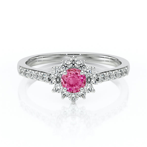 Bague entourage saphir rose et diamant Pour la Vie - 8