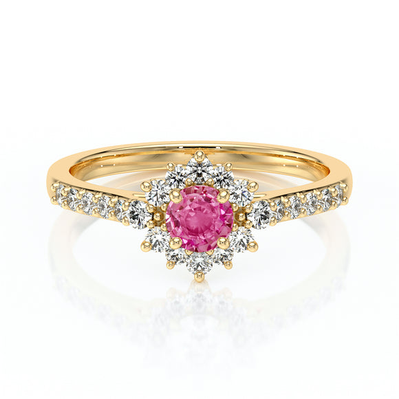 Bague entourage saphir rose et diamant Pour la Vie - 8