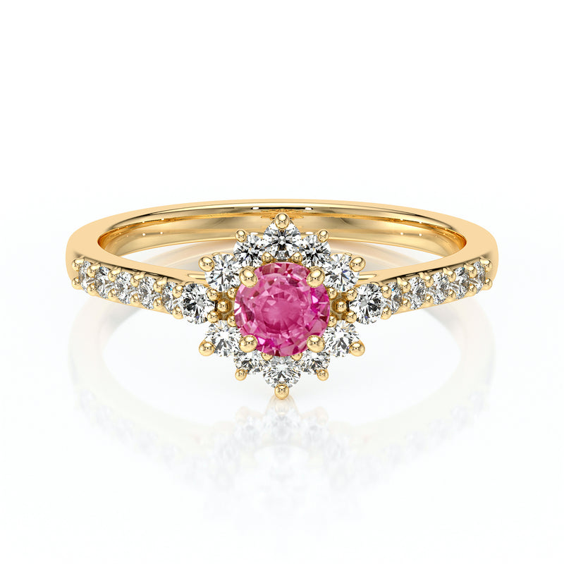 Bague entourage saphir rose et diamant Pour la Vie - 8