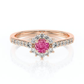 Bague entourage saphir rose et diamant Pour la Vie - 8