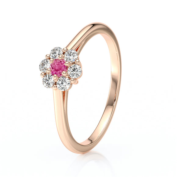 Bague entourage saphir rose diamant Pour la Vie - 9
