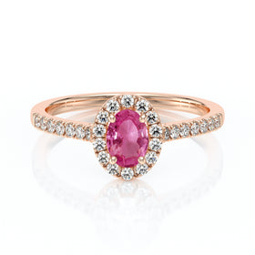 Bague entourage saphir rose et diamant Promets Moi - 3