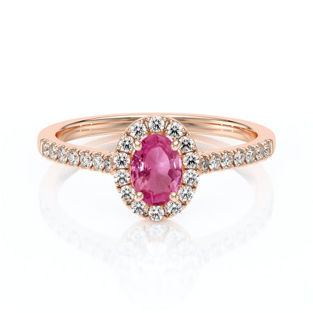 Bague entourage saphir rose et diamant Promets Moi - 3