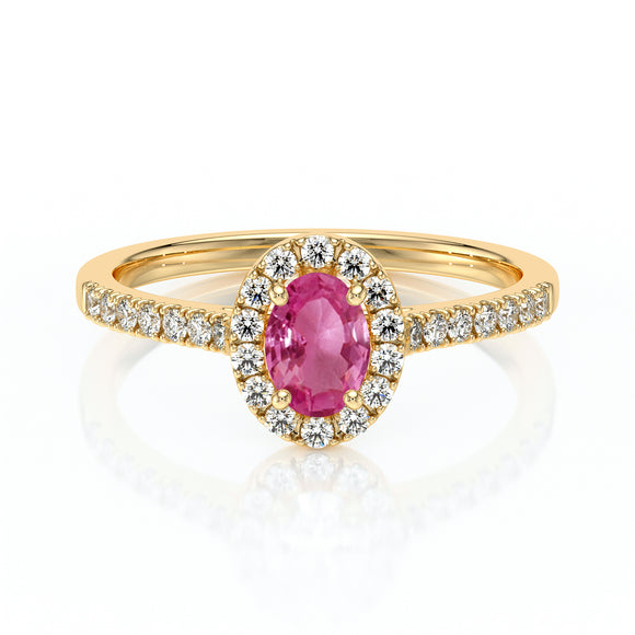 Bague entourage saphir rose et diamant Promets Moi - 3