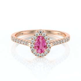 Bague entourage saphir rose et diamant Promets Moi - 4