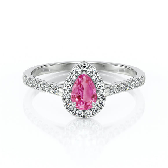 Bague entourage saphir rose et diamant Promets Moi - 4