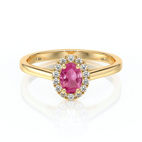 Bague entourage saphir rose et diamant Promets Moi - 5