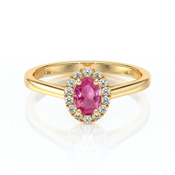Bague entourage saphir rose et diamant Promets Moi - 5