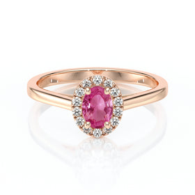 Bague entourage saphir rose et diamant Promets Moi - 5