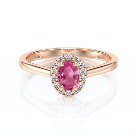 Bague entourage saphir rose et diamant Promets Moi - 5