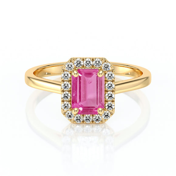 Bague entourage saphir rose et diamant Promets Moi - 6