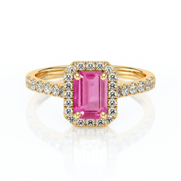 Bague entourage saphir rose et diamant Promets Moi - 8
