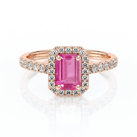 Bague entourage saphir rose et diamant Promets Moi - 8