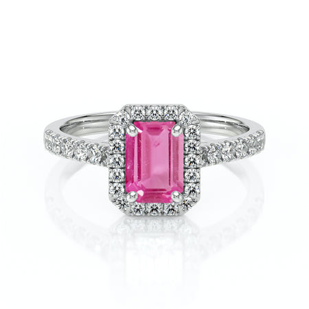 Bague entourage saphir rose et diamant Promets Moi - 8