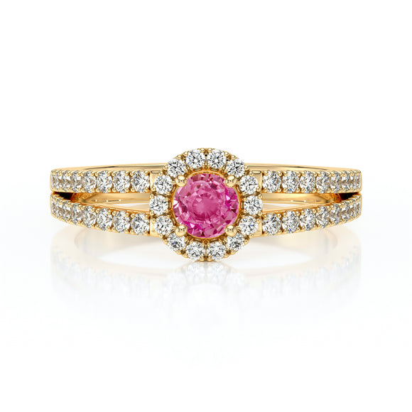 Bague entourage saphir rose et diamant Promets Moi - 9
