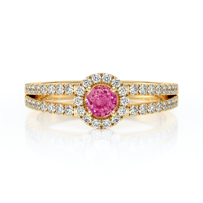 Bague entourage saphir rose et diamant Promets Moi - 9