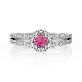 Bague entourage saphir rose et diamant Promets Moi - 9