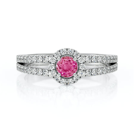 Bague entourage saphir rose et diamant Promets Moi - 9