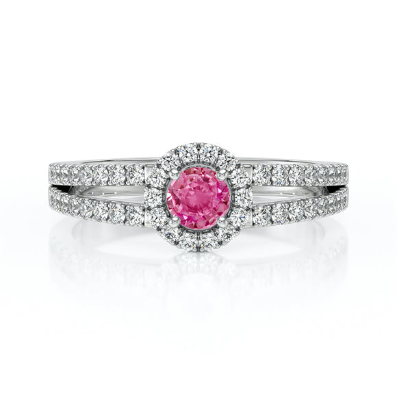 Bague entourage saphir rose et diamant Promets Moi - 9
