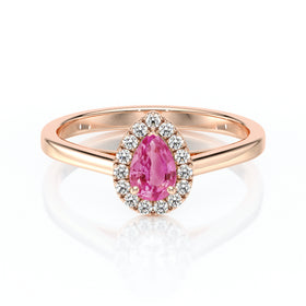 Bague entourage saphir rose et diamant Promets Moi - 7