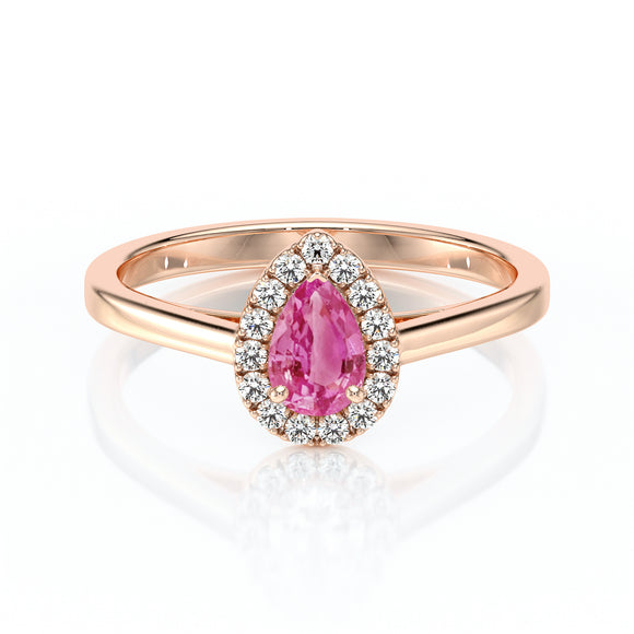 Bague entourage saphir rose et diamant Promets Moi - 7