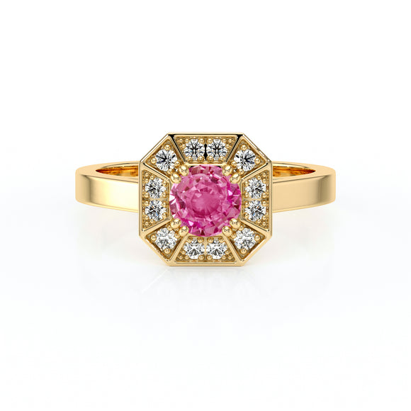 Bague entourage saphir rose et diamant Coup de Foudre - 12