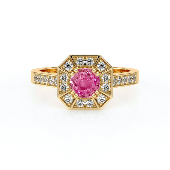 Bague entourage saphir rose et diamant Coup de Foudre - 13