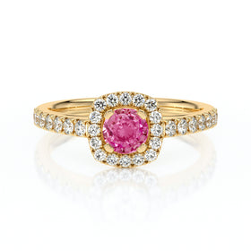 Bague entourage saphir rose et diamant Coup de Foudre - 1