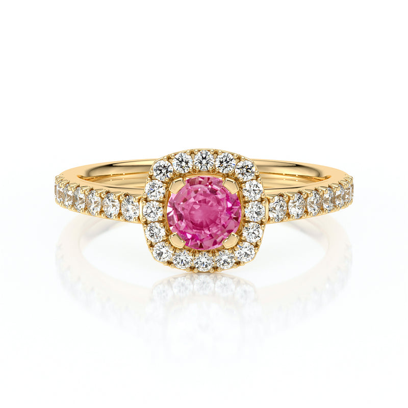 Bague entourage saphir rose et diamant Coup de Foudre - 1